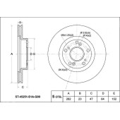 Диск тормозной передний HONDA Civic R18A FD#, Accord CM1 / 2 / 3 CL7 / 8 , CR-V RD5 / 7, STWg RF3, Stream RN <b>SAT ST-45251-S7A-N10</b>