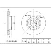 Диск тормозной перед HONDA FIT / JAZZ GD# L15 / L13 4WD 01-07 / LOGO GA3 <b>SAT ST-45251-SAA-G00</b>