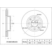 Диск тормозной перед HONDA CIVIC FERIO EG5 / 7 / 8 / EK2 / 3 / EJ9 / ES#92-00 / DOMANI MA7 / MB3 / 4 94 <b>SAT ST-45251-SR3-A10</b>