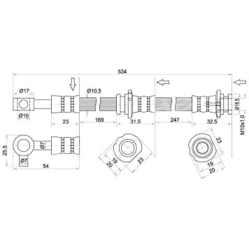 Шланг тормозной передний (Таиланд) NISSAN TEANA 08- прав. <b>SAT ST-46210-JN20B</b>