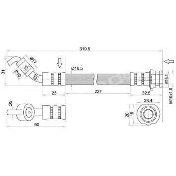 Шланг тормозной задний (Таиланд) NISSAN TEANA 08- лев.=прав. <b>SAT ST-46210-JN22A</b>