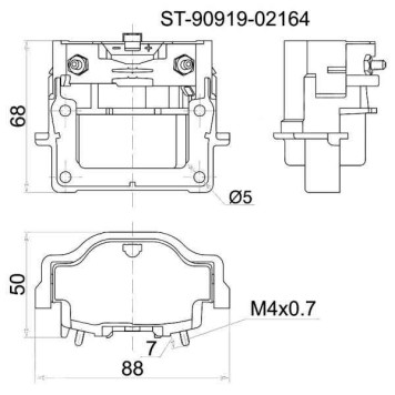 Катушка зажигания TOYOTA #A-ser / #E-ser / 1RZ / 2RZ, EL## / AE## / EE## / ET### / AT19# / 212 <b>SAT ST-90919-02164</b>-1