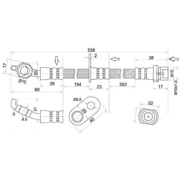 Шланг тормозной передний (Таиланд) TOYOTA CAMRY / GRACIA / HARRIER / MARK2 QUALIS / WINDOM / LEXUS ES300 / RX300 <b>SAT ST-90947-02875</b>