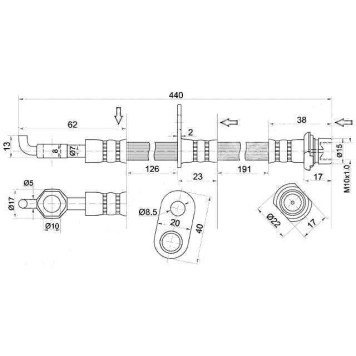Шланг тормозной передний (Таиланд) TOYOTA LITE / TOWNACE NOAH 4WD 96-98 лев. <b>SAT ST-90947-02906</b>