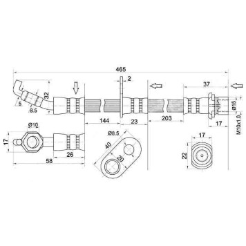 Шланг тормозной передний (Таиланд) TOYOTA ALPHARD / ESTIMA / PREVIA / TARAGO 99- лев. <b>SAT ST-90947-02B97</b>