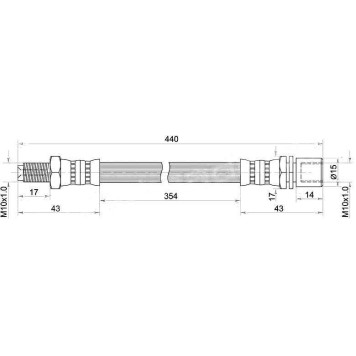 Шланг тормозной задний (Таиланд) TOYOTA HILUX / LAND CRUISER / TOYOACE 87-98 промежуточный <b>SAT ST-96940-34405</b>