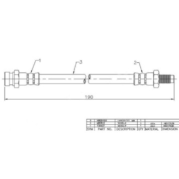 Шланг тормозной передний (Таиланд) MITSUBISHI CHALLENGER / L200 / L300 / MONTERO / PAJERO / SPORT L=190 83-94 / 99-07 L <b>SAT ST-MR129742</b>