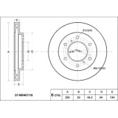 Диск тормозной передний MITSUBISHI Pajero III / Sport V6# / 7#, K9# 99-, Pajero IV V8# / 9# 06- <b>SAT ST-MR407116</b>