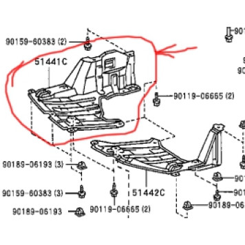 Защита двигателя TOYOTA CORONA PREMIO / CARINA / GAIA / IPSUM 96-01 прав. (пр-во Тайвань) <b>SAT ST-TY46-025-1</b>-1