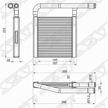Радиатор отопителя салона LADA GRANTA 10- / KALINA 13- / DATSUN on-DO 14- / mi-DO 15- <b>SAT ST-LD01-395-0</b>