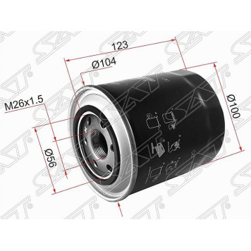 Фильтр масляный MITSUBISHI PAJERO / SPORT / L200 4D56 T / DELICA 4D55 / LANCER / COLT 4D65 / GALANT / RVR 4D68T HY <b>SAT ST-MD069782</b>