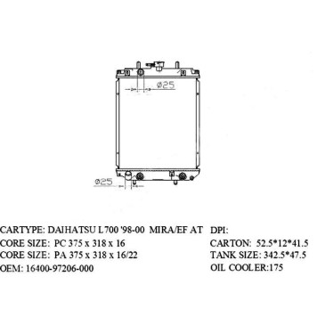 Радиатор TOYOTA DUET / DAIHATSU STORIA / SIRION 98-04 <b>SAT TY00012</b>