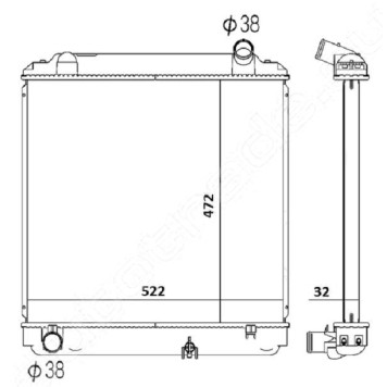Радиатор TOYOTA DYNA / TOYOACE / HINO RANGER '95-'00, 15B / 3B / J05C, MT, BU142 / BU112D / BU100 / <b>SAT TY0060</b>