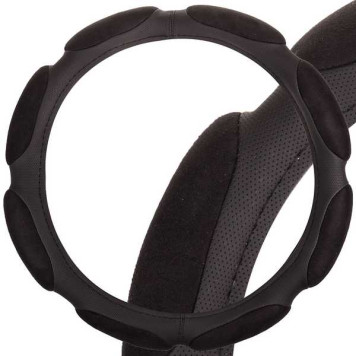 Оплетка на руль M (38см) спонжевая 8 подушек черная SKYWAY S01101032