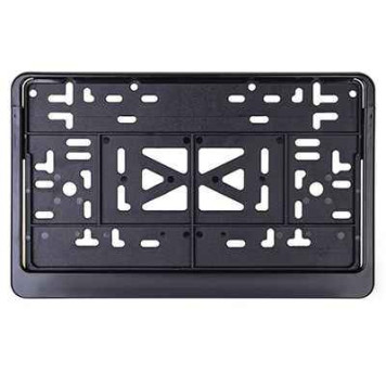 Рамка номерного знака заднего двухстрочного 290х170мм с защелкой черная SKYWAY S04102008