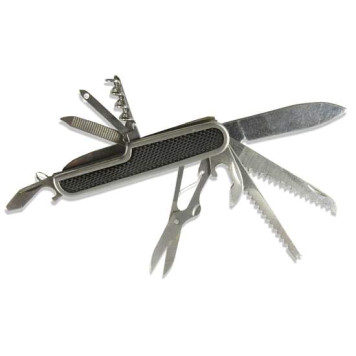 Нож складной многофункциональный (мультитул) СЛЕДОПЫТ прорезиненная ручка (11 предм.)