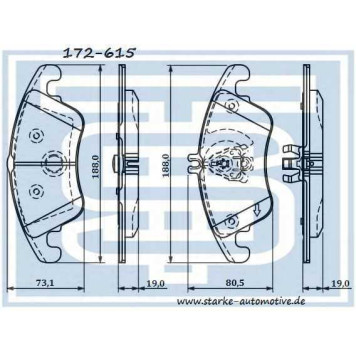 Колодки тормозные MER W204W212 передние <b>STARKE 172615</b>