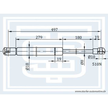Амортизатор багажника 189-023 <b>STARKE 189023</b>
