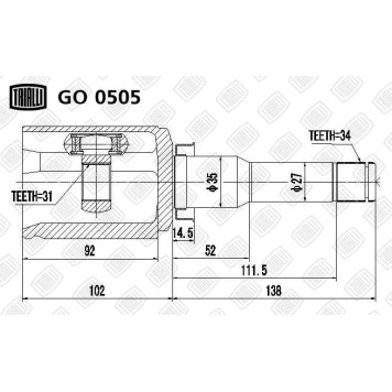Шрус внутренний левый Chevrolet Cruze 09- 1.8 <b>TRIALLI GO0505</b>-1