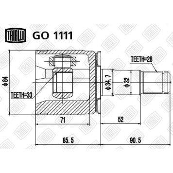 Шрус внутренний левый Mitsubishi Pajero 99- 3.0/3.2 AT/F/MT <b>TRIALLI GO1111</b>-1