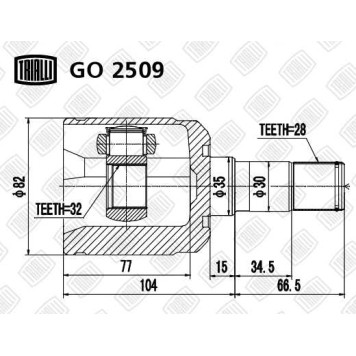 Шрус внутренний Mazda 6 02- 1.8/2.0/2.3 MT/AT <b>TRIALLI GO2509</b>-1