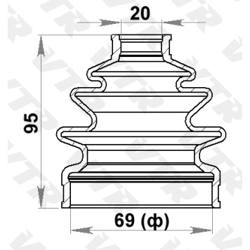 Чехол ШРУС переднего привода, внутренний (смазка+хомуты) VTR DW2401R-1