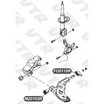 Сайлентблок нижнего рычага передней подвески, задний VTR FO0115R-1