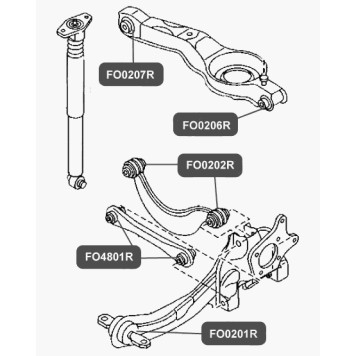 Сайлентблок поперечного заднего рычага задней подвески, наружный VTR FO0207R-1