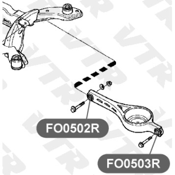 Сайлентблок полиуретановый продольного рычага задней подвески, передний VTR FO0503RP-1