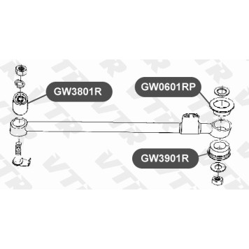 Сайлентблок полиуретановый реактивной штанги задней подвески VTR GW3801RP-1