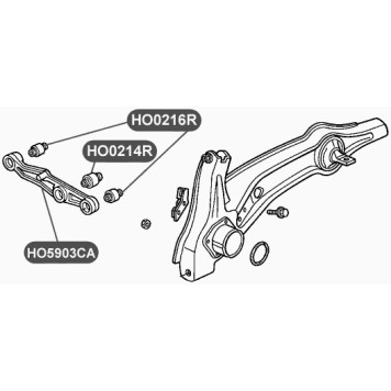 Cайлентблок поперечного рычага задней подвески; средний (в т.ч. Заднего амортизатора) VTR HO0214R-1