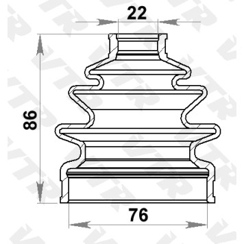 Чехол ШРУС переднего привода, универсальный (смазка+хомуты) VTR HO2401R-1