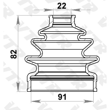 Чехол ШРУС переднего привода, наружный (смазка+хомуты) VTR HO2501R-1