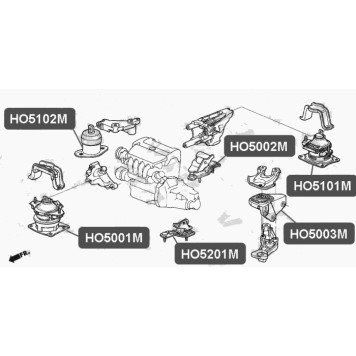 Подушка двигателя, передняя VTR HO5001M-1