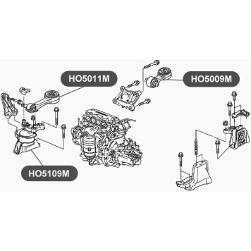 Подушка двигателя задняя, снизу VTR HO5009M-1