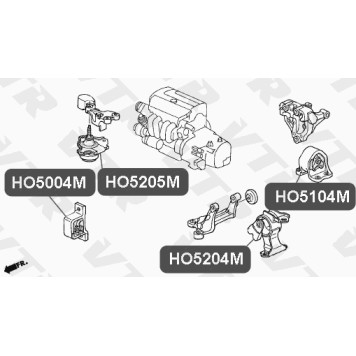 Подушка двигателя, левая VTR HO5204M-1