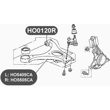 Рычаг передней подвески, нижний, левый VTR HO5405CA-1