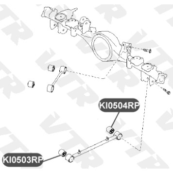 Сайлентблок полиуретановый продольной тяги задней подвески, передний VTR KI0503RP-1