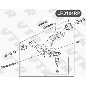 Сайлентблок полиуретановый нижнего рычага передней подвески, задний VTR LR0104RP-1