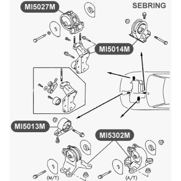 Подушка двигателя, передняя VTR MI5013M-1