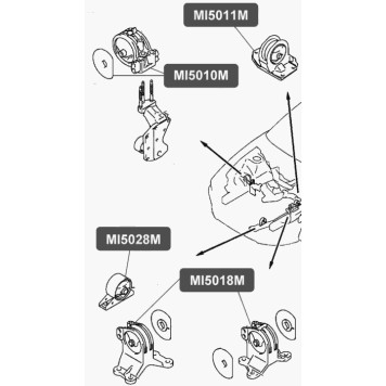 Подушка двигателя, передняя VTR MI5028M-1