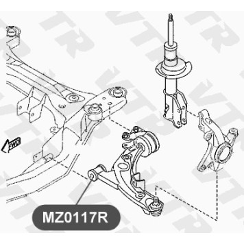 Сайлентблок рычага передней подвески, передний VTR MZ0117R-1
