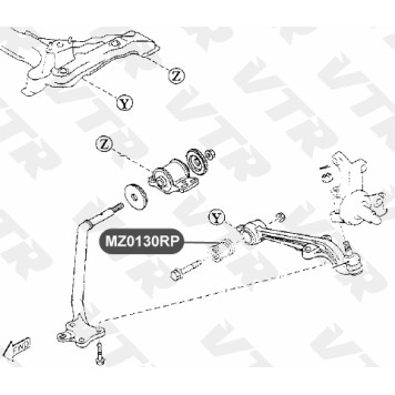 Сайлентблок полиуретановый рычага передней подвески VTR MZ0130RP-1