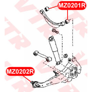 Сайлентблок полиуретановый верхнего поперечного рычага задней подвески VTR MZ0201RP-1