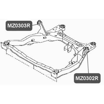 Сайлентблок подрамника передней подвески, средний, слева VTR MZ0303R-1