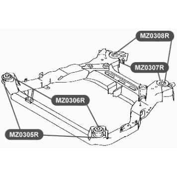 Сайлентблок подрамника передней подвески, передний, снизу VTR MZ0305R-1