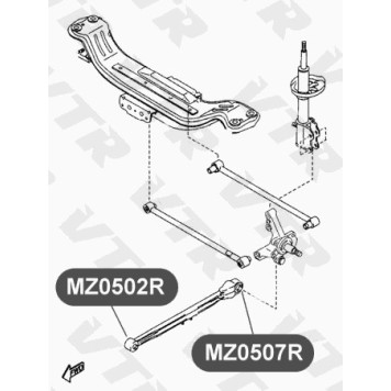 Сайлентблок продольной тяги задней подвески, передний VTR MZ0502R-1