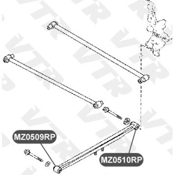Сайлентблок полиуретановый продольной тяги задней подвески, задний VTR MZ0510RP-1