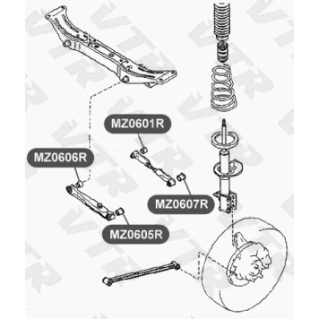 Сайлентблок поперечной тяги задней подвески, внутренний VTR MZ0601R-1