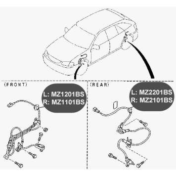 Датчик АБС передней подвески, правый VTR MZ1101BS-1